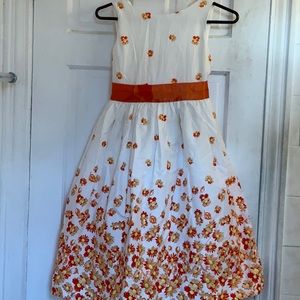 Kid’s Dream girls peach and white floral dress in size 11-12